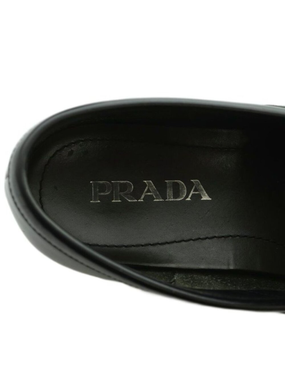 Prada Brushed Leather Loafers Moccasins Cowhide 6 Black - Picture 8 of 9